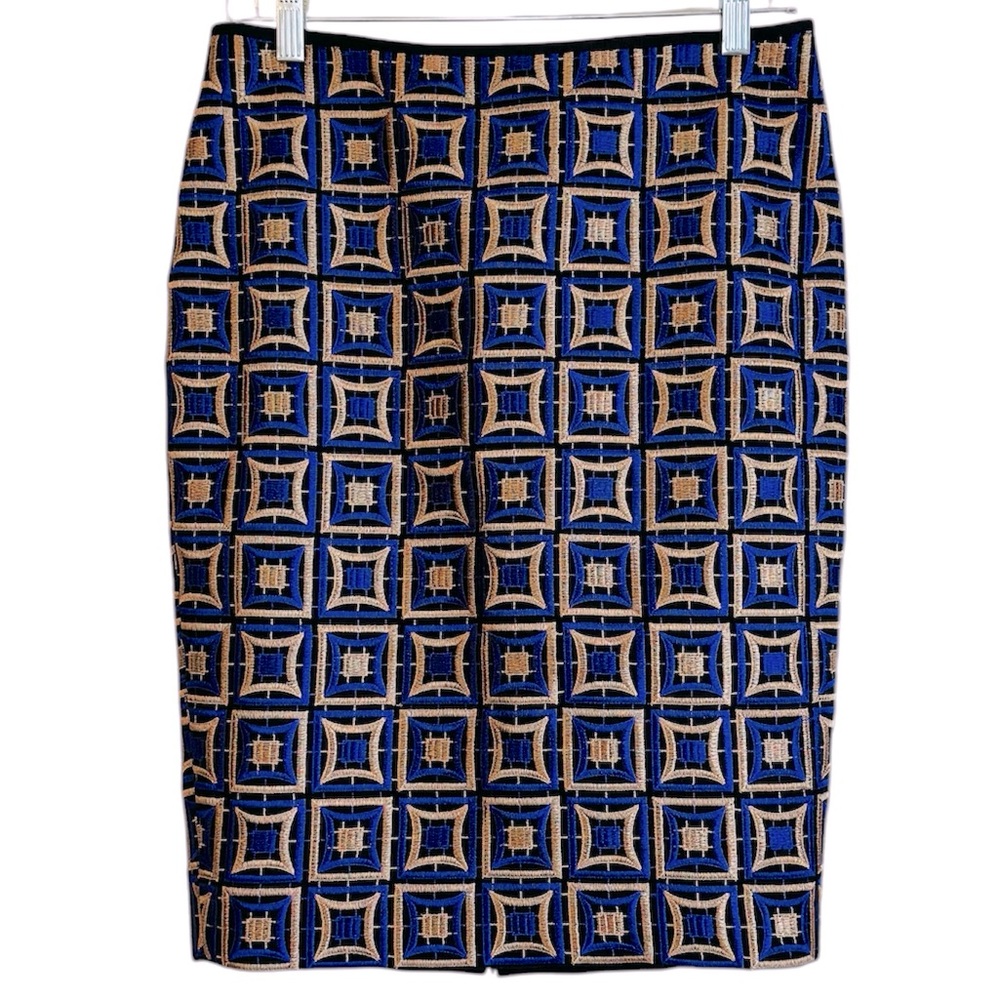 Per Se Brocade Purple Black Pencil Skirt Wool Blend size 6